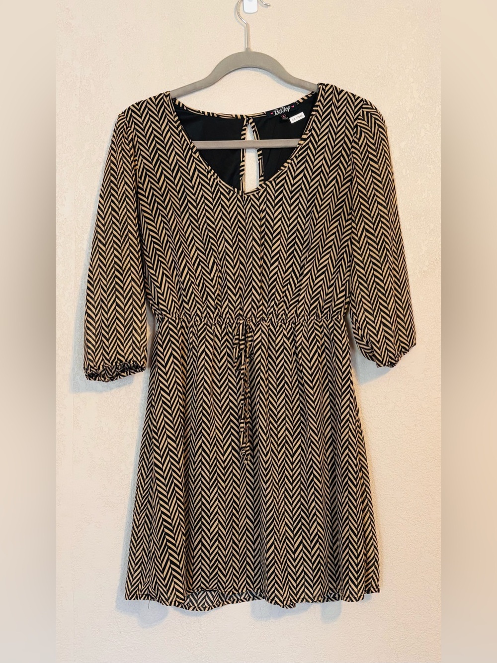 Chevron Pattern Long Sleeved Dress